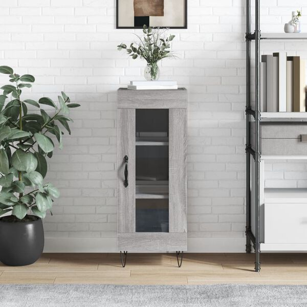 vidaXL &Scaron;oninė spintelė, pilka ąžuolo, 34,5x34x90cm, apdirbta mediena