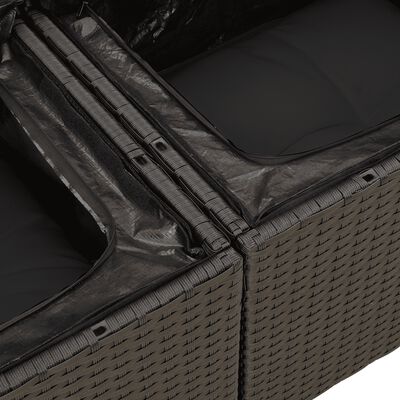 vidaXL Sofos komplektas su pagalvėlėmis, 12 dalių, juodas, poliratanas