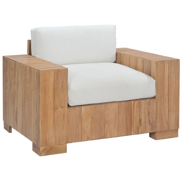 vidaXL Krėslas su pagalvėlėmis, tikmedžio medienos masyvas