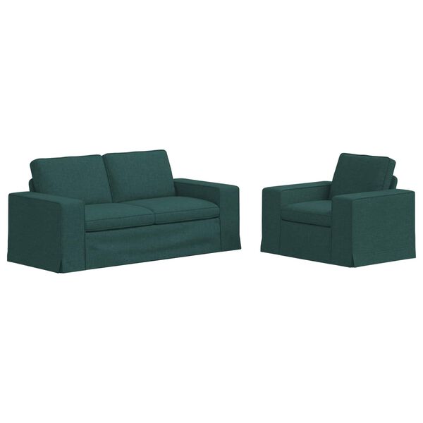 vidaXL Sofa 2 pcs Tamsiai žalia 182 x 80 x 82 cm audinys