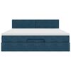 vidaXL Osmanų lova su čiužiniu ir LED Tamsiai mėlyna 160x200cm Velvet