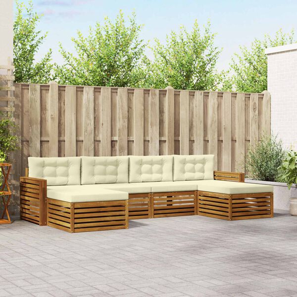 vidaXL Sofų komplektai su pagalve 6 pcs Natūralus ir grietinėlė