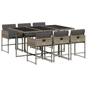 vidaXL Sodo komplektas su pagalvėlėmis, 7 dalių, pilkas, poliratanas
