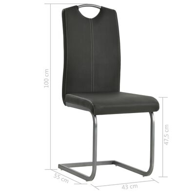 vidaXL Gembinės valgomojo kėdės, 2 vnt., pilkos spalvos, dirbtinė oda
