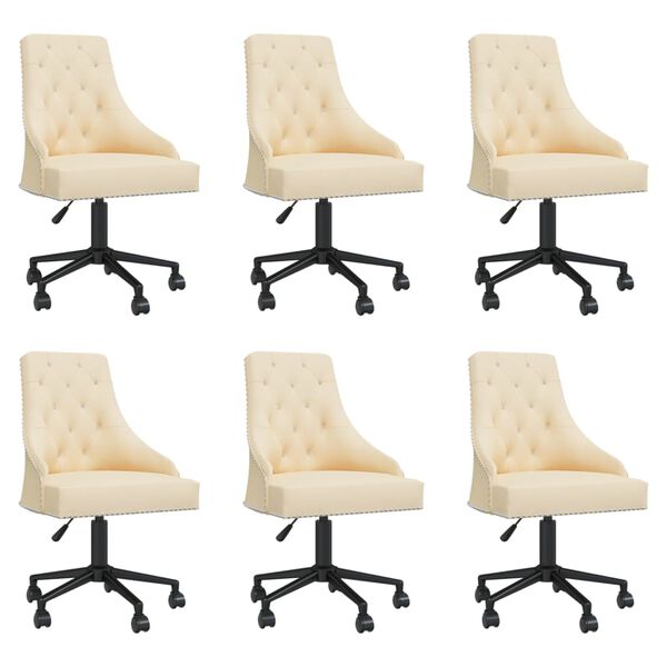 vidaXL Pasukamos valgomojo kėdės, 6vnt., kreminės spalvos, aksomas