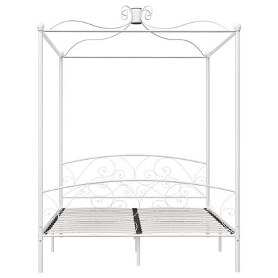 vidaXL Lovos rėmas su baldakimu, baltos spalvos, 180x200cm, metalas