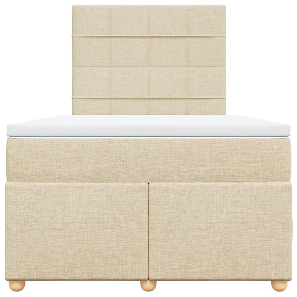 vidaXL Lova su spyruoklėmis ir čiužiniu, kreminė, 120x190cm, audinys