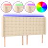 vidaXL Galvūgalis su LED, kreminės spalvos, 203x16x118/128cm, audinys