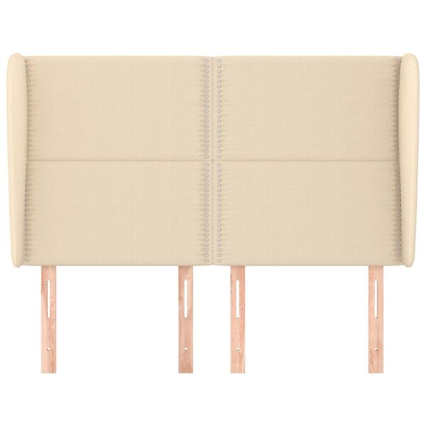 vidaXL Galvūgalis su auselėmis, kreminis, 147x23x118/128cm, audinys