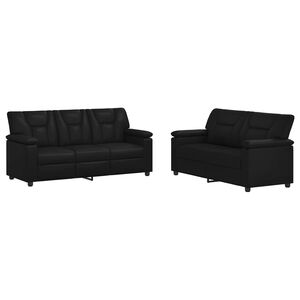 vidaXL Sofos komplektas 2 pcs Juoda Dirbtinė oda