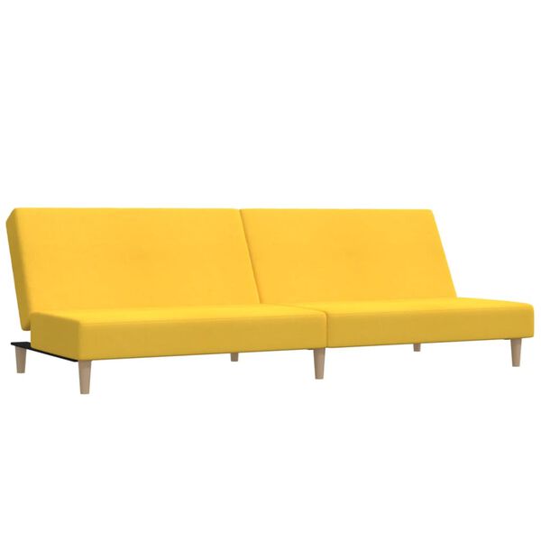 vidaXL Dvivietė sofa-lova, geltonos spalvos, audinys