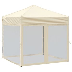 vidaXL Proginė palapinė su &scaron;oninėmis sienomis, kreminė, 2x2m