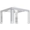 vidaXL Pavėsinė su lemputėmis LED ir dvigubu stogu, baltos, 3x3m