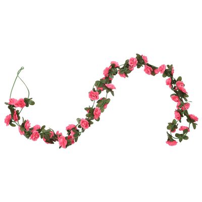 vidaXL Dirbtinių gėlių girliandos, 6vnt., raudonai rožinės, 240cm