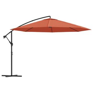 vidaXL Gembinis sodo skėtis su aliuminiu stulpu, terakota, 350cm