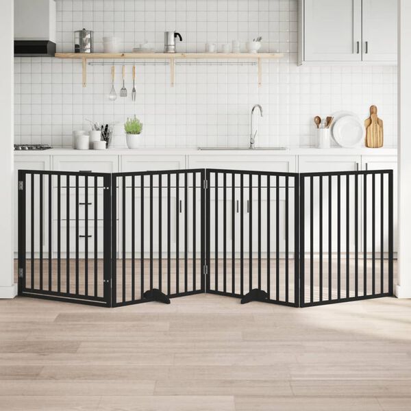 vidaXL Varteliai &scaron;unims su durimis, 4 segmentai, juodi, 320cm, tuopa