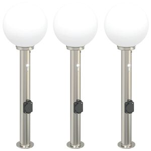 vidaXL &Scaron;viestuvai su jutikliu ir lizdu, 3 vnt., 80 cm, nerūdijantis plienas, IP44