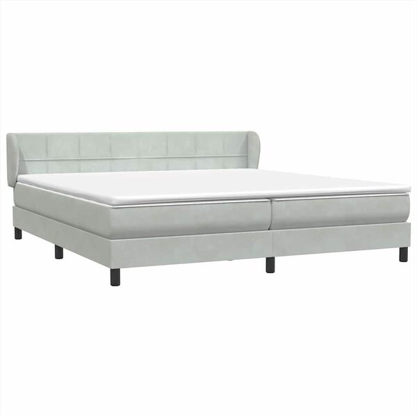 vidaXL Box Spring Lova su čiužiniais &Scaron;viesiai pilka 180x210 cm aksomas