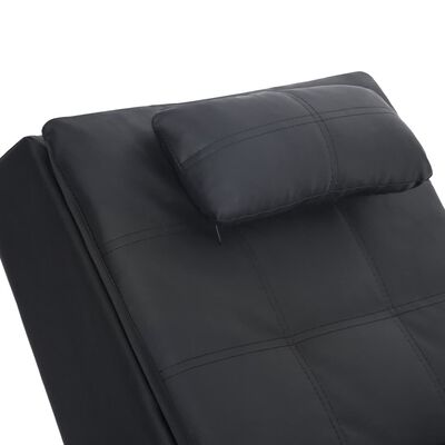 vidaXL Masažinis gultas su pagalve, juodas, dirbtinė oda