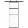 vidaXL Stumdomos durys su įrangos rinkiniu, juodas, 76x205 cm, ESG ir