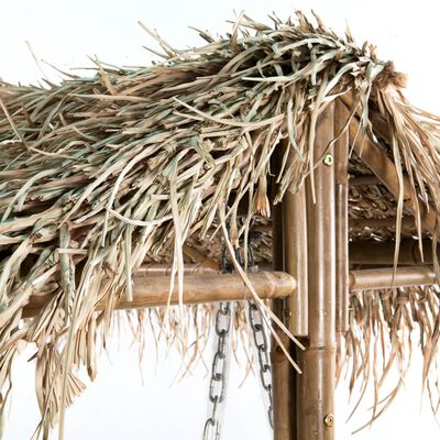 vidaXL Dvivietės sūpynės su palmių lapais, bambukas, 202cm