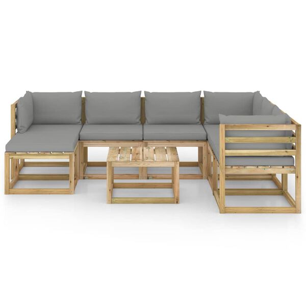 vidaXL Sodo komplektas su pagalvėlėmis, 8 dalių, impregnuota pu&scaron;is