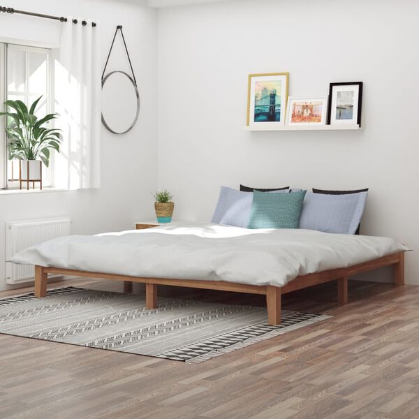 vidaXL Lovos rėmas, 200x200cm, tikmedžio medienos masyvas