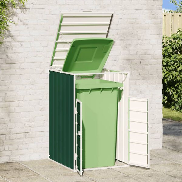 vidaXL Wheelie Bin saugykla vienai &scaron;iuk&scaron;liadėžei žaliai 72x81x115 cm
