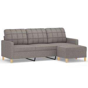vidaXL Trivietė sofa su pakoja, taupe spalvos, 180cm, audinys