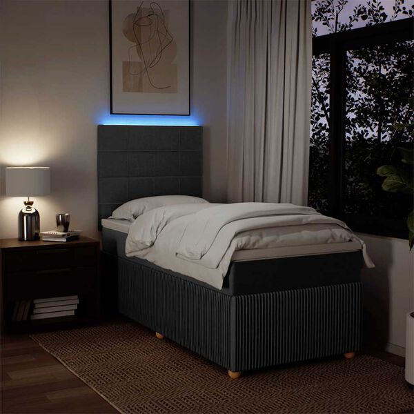 vidaXL Lova su spyruoklėmis ir čiužiniu, tamsiai pilka, 90x200 cm