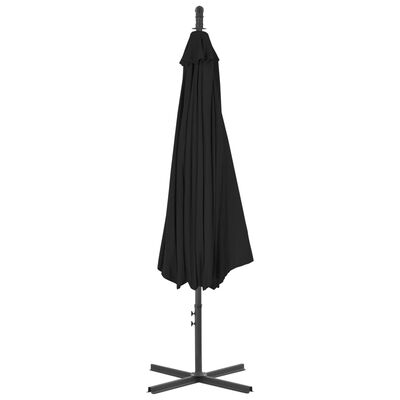 vidaXL Gembinis skėtis su plieniniu stulpu, juodos spalvos, 300cm