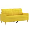 vidaXL Dvivietė sofa su pagalvėlėmis, &scaron;viesiai geltona, 140cm, audinys