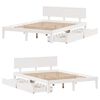 vidaXL Lovos rėmas su stalčiais, baltas, 120x190cm, pu&scaron;ies masyvas