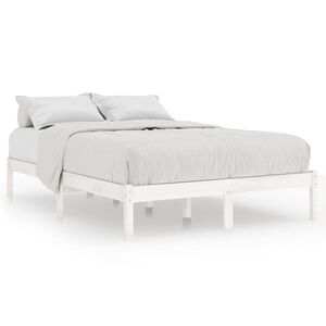 vidaXL Lovos rėmas, baltos spalvos, 140x190cm, pu&scaron;ies medienos masyvas