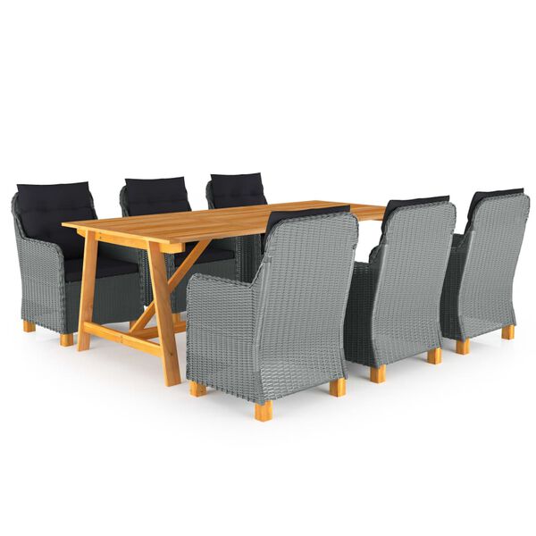 vidaXL Sodo valgomojo komplektas, 7 dalių, &scaron;viesiai pilkas