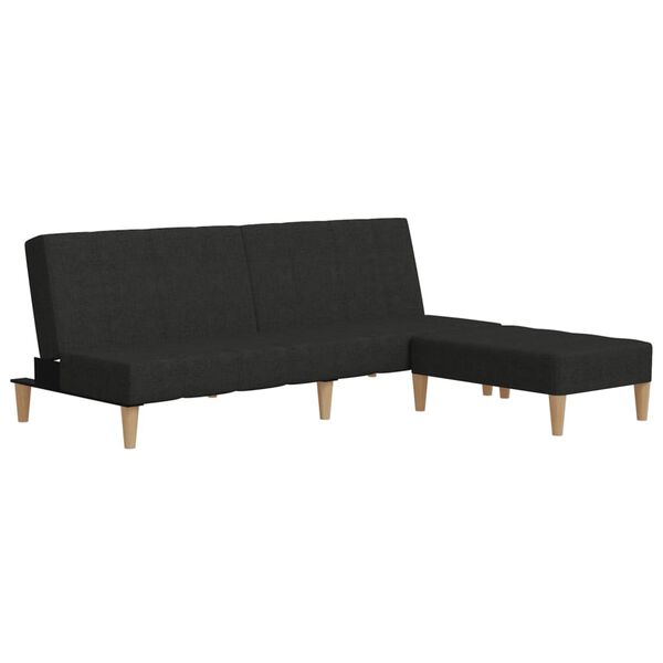 vidaXL Dvivietė sofa-lova su pakoja, juodos spalvos, audinys