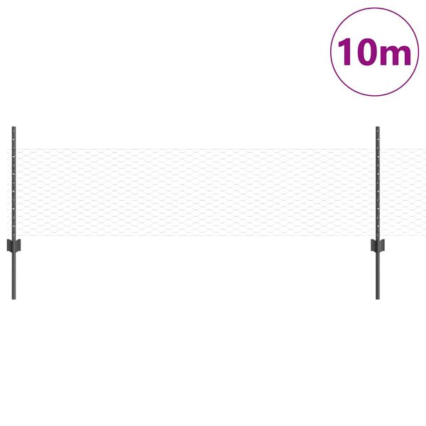 vidaXL Tvora su stulpais Pilka 0,5 x 10 m Plienas ir PVC