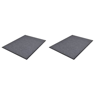 vidaXL Durų kilimėliai, 2 vnt., pilkos spalvos, 90x60cm, PVC