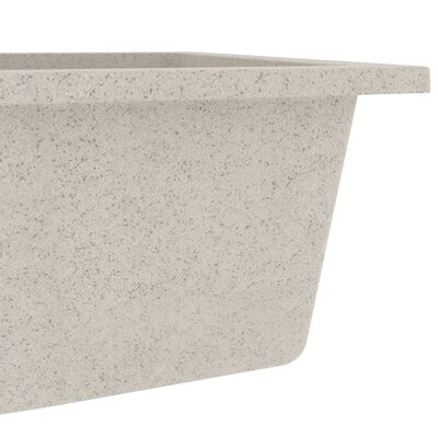vidaXL Virtuvės plautuvė su anga nuo persipildymo, smėlio, granitas