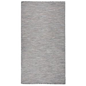 vidaXL Lauko kilimėlis, rudas ir mėlyna, 80x150cm, plok&scaron;čio pynimo