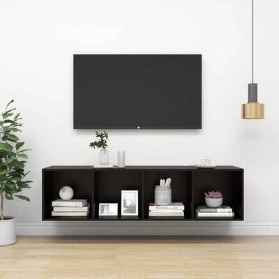 vidaXL Prie sienos montuojama TV spintelė, juoda, 37x37x142,5cm, MDP