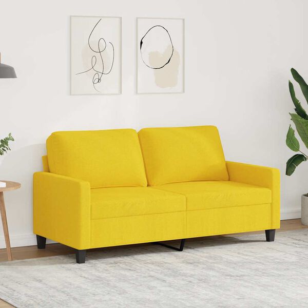 vidaXL Dvivietė sofa, &scaron;viesiai geltonos spalvos, 140cm, audinys