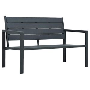 vidaXL Sodo suoliukas, pilkos spalvos, 120cm, HDPE, medienos imitacija