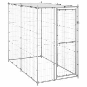 vidaXL Lauko voljeras &scaron;unims su stogu, 110x220x180cm, plienas