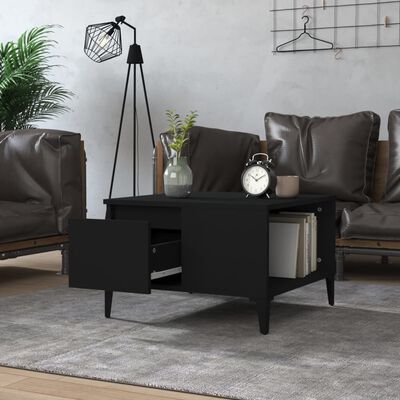 vidaXL Kavos staliukas, juodas, 55x55x36,5cm, apdirbta mediena