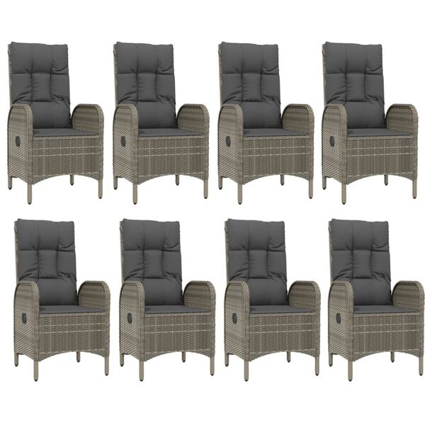 vidaXL Sodo komplektas, 9 dalių, juodas/pilkas, poliratanas