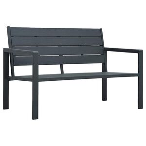 vidaXL Sodo suoliukas, pilkos spalvos, 120cm, HDPE, medienos imitacija