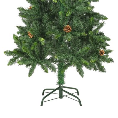 vidaXL Dirbtinė kalėdinė eglutė su kankorėžiais, žalios sp., 150cm