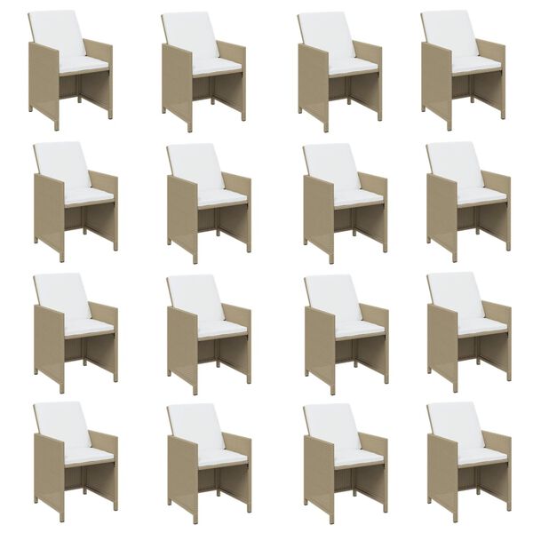 vidaXL Sodo komplektas su pagalvėlėmis, 17 dalių, smėlio, poliratanas