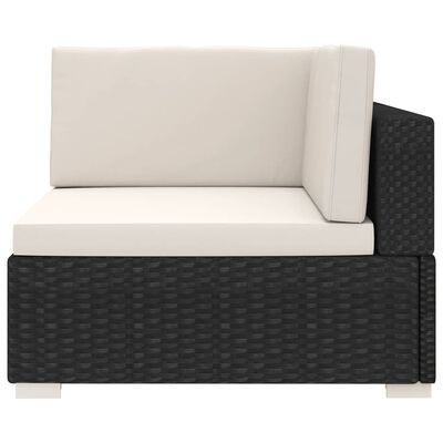 vidaXL Sekcinis krėslas su pagalvėle, 1vnt., juodas, poliratanas